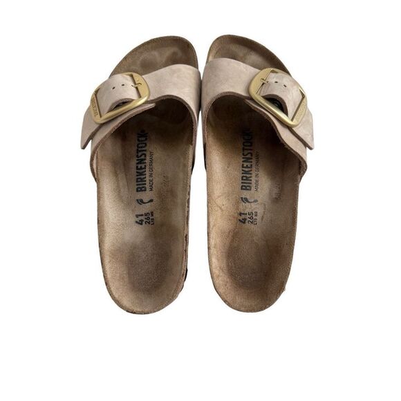Birkenstock Womens Brown Suede Leather Open Toe Big Buckle Slide Sandals Size 41 - Picture 3 of 12